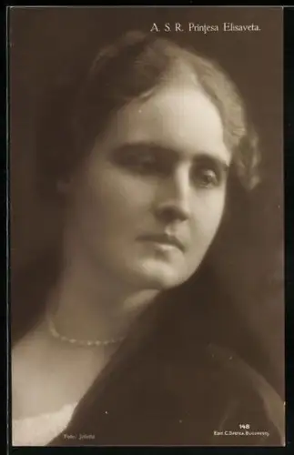 AK Printesa Elisaveta, Kopfportrait mit Perlenkette