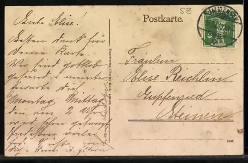 AK Immensee, Hotel Eiche & Post, Ansicht mit Fuhrwerken aus der Vogelschau