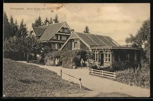AK Immensee, Hotel Eiche & Post, Ansicht mit Strasse