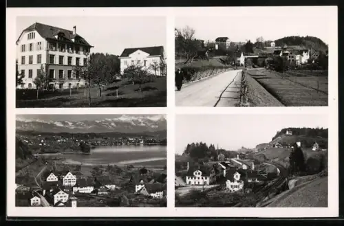 AK Feldbach am Zürichsee, Strassenpartie, Ortsansicht mit See, Ortspartie