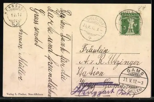 AK Regensberg, Totalansicht mit Burg, Totalansicht Dielsdorf