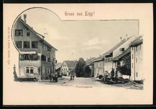 AK Elgg, Vordergasse, Strassenpartie mit Brunnen