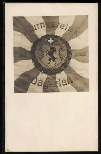 AK Dägerlen, Turnverein Dägerlen, Fahnenemblem mit Wappen, Fahnenweihe 1920