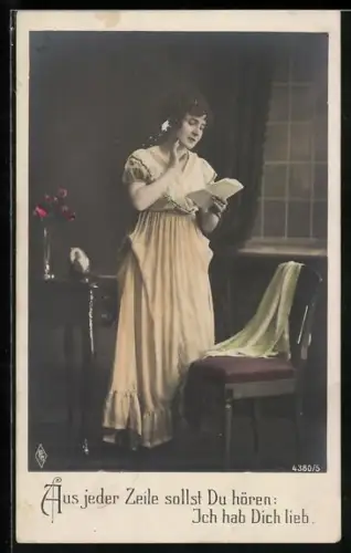 Foto-AK PFB Nr. 4380/5: Junge Frau liest einen Brief