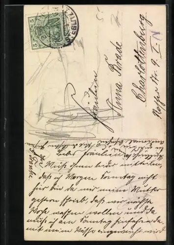 Foto-AK PFB Nr. 2912/1: Verträumte junge Dame betrachtet eine Rose