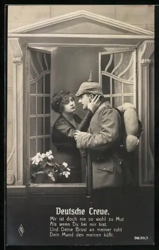 Foto-AK PFB Nr. 3635/1: Soldat verabschiedet sich von seiner Liebsten