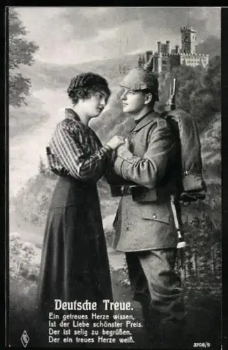 Foto-AK PFB Nr. 3708/5: Soldat verabschiedet sich von seiner Liebsten