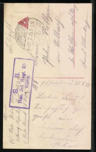 Foto-AK PFB Nr. 3604/4: Junge Frau denkt an ihren Mann, der sich als Soldat im Krieg befindet