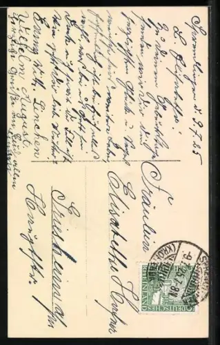 Foto-AK PFB Nr. 5146/2: Mädchen mit Blumenstrauss im Arm, Herzlichen Glückwunsch zum Geburtstag