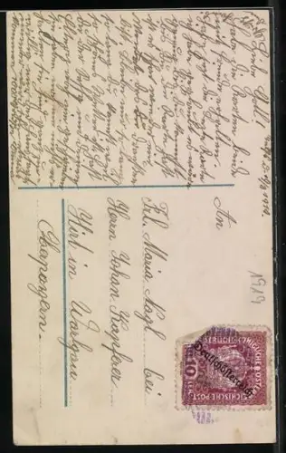 Foto-AK R & K / L Nr. 8709/2: Wandersmann überreicht junger Frau Edelweissblüten