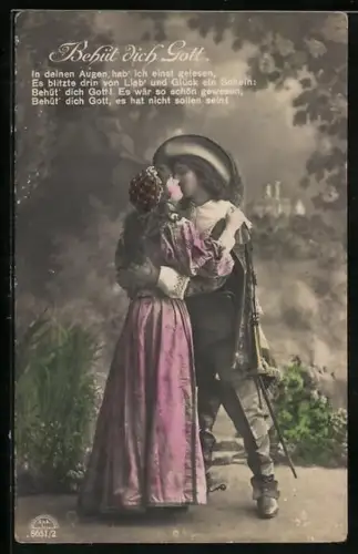 Foto-AK R & K / L Nr. 8651/2: Junges Paar küsst sich