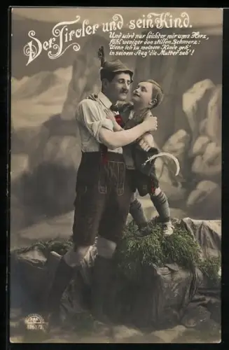Foto-AK R & K / L Nr. 4761/2: Tiroler Landsmann mit seinem Kind