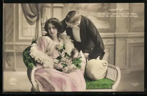 Foto-AK R & K / L Nr. 5231/5: Junger Mann stellt Frau die Liebesfrage