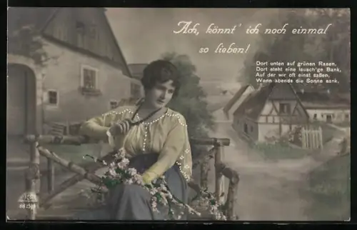 Foto-AK R & K / L Nr.8825/6: Junge hübsche Frau mit Blumenkranz-Ach. könnt ich noch einmal so lieben !