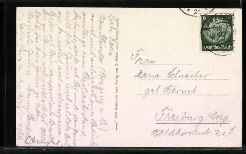 AK Pfänderbahn mit Blick auf den Bodensee