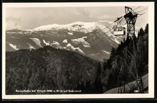 AK Villach, Kanzelbahn mit Blick auf Dobratsch
