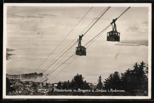 AK Bregenz i. Bodensee, Teilansicht mit Lindau und Pfänderbahn