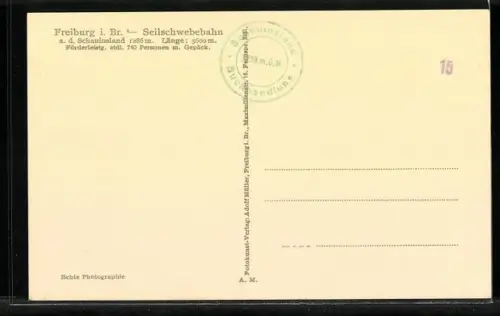 AK Freiburg i. Br., Seilschwebebahn a. d. Schauinsland