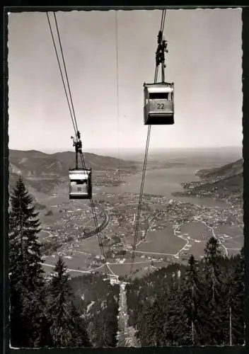 AK Rottach-Egern, Wallbergbahn mit Blick auf das Tegernseer Tal