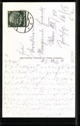 AK Mariazell, Teilansicht mit Kirche und Schwebebahn