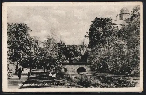 AK Köthen / Anhalt, Partie am Schlossgraben