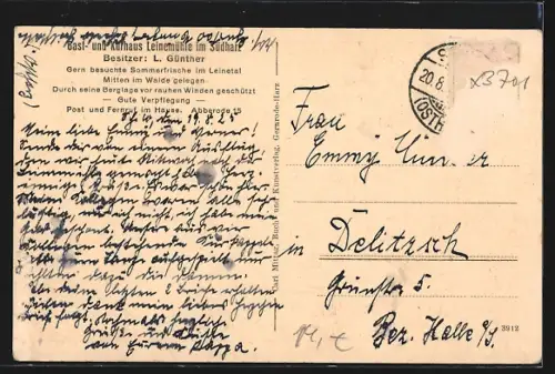 AK Leinemühle im Südharz, Gasthaus Leinemühle, Bes. L. Günther
