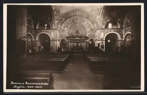 AK Berlin-Steglitz, Innenansicht der Rosenkranzkirche