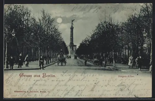 AK Berlin-Tiergarten, Sieges-Allee mit Siegessäule