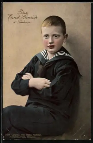 Foto-AK Walter Hahn, Nachfolger: Prinz Ernst Heinrich v. Sachsen im Portrait