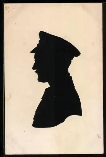 AK Stellingen, H H Park, Scherenschnitt eines Herren in Dienstmütze mit Schnurrbart, gefertigt von Chr. Clausen