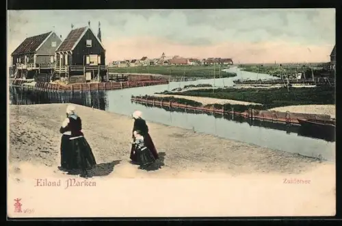 AK Marken, Zuidersee, Teilansicht vom Ort