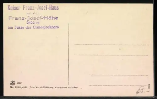 AK Kaiser Franz Josef-Haus, Ansicht in den Alpen