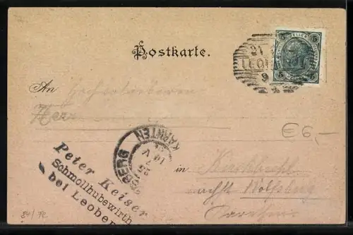 AK Leoben, Schmollhube, Gebäude mit Besuchergruppe, Soldaten