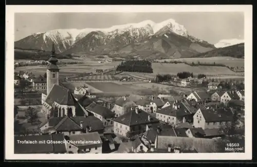 AK Trofaiach, Ortsansicht mit Gösseck aus der Vogelschau