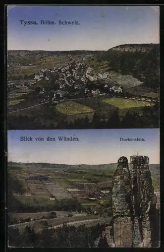 AK Tyssa /Böhm. Schweiz, Blick von den Wänden