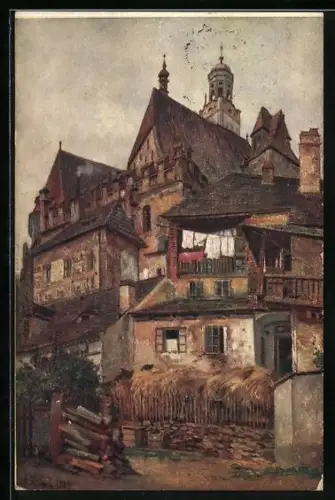 Künstler-AK Prachatitz, Partie an der Literatenschule