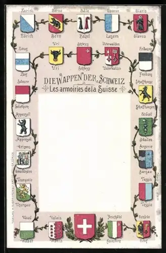 AK Schweiz, Kantonswappen und Nationalwappen der Schweiz