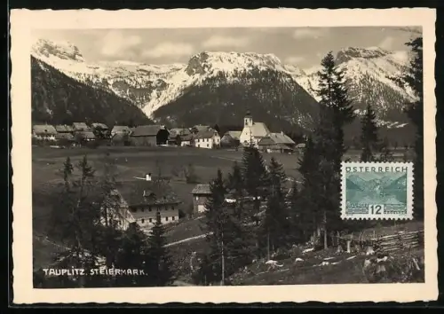 AK Tauplitz /Steiermark, Ortsansicht von einem Berg aus