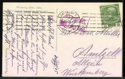 AK Jasionna, Schützengrabenanlage österr.-ung. Truppen 1914-1915