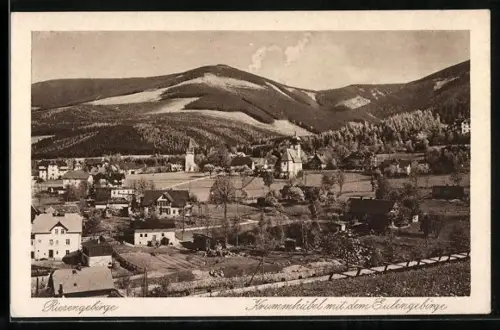 AK Krummhübel, Panorama mit dem Eulengebirge