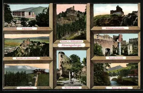 AK Kynast, Peterbaude, Bismarckhöhe, Ruine Kynast & Schneegrubenbaude