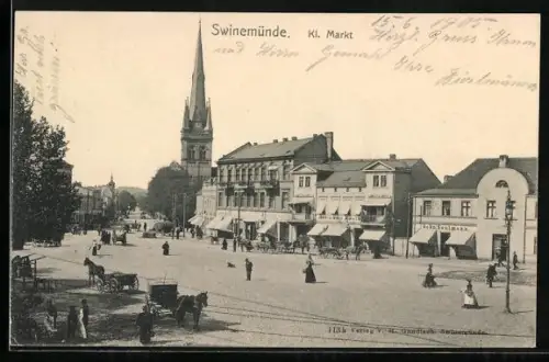 AK Swinemünde, Blick zum kl. Markt