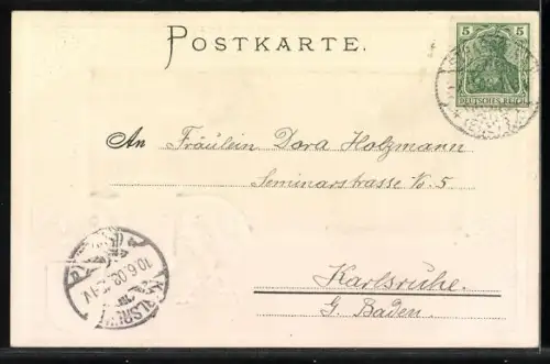 AK Strassburg, Storchnest über der Stadt mit Wappen