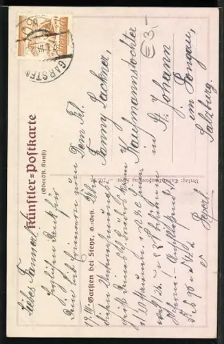 AK Garsten bei Steyr, Ortsansicht aus der Vogelschau