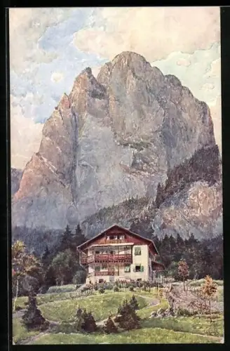 Künstler-AK Plomberg am Mondsee, Villa Klause