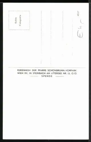 AK Steinbach am Attersee, Ferienheim der Pfarre Schönbrunn-Vorpark Wien XV.
