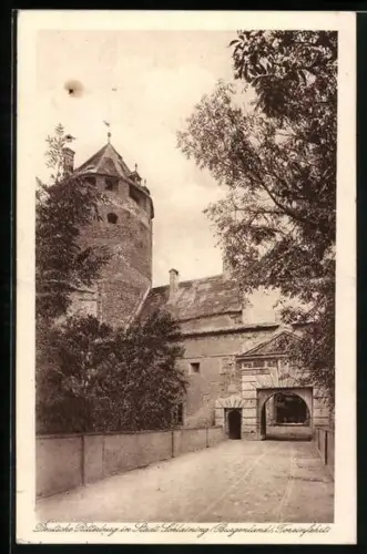 AK Schlaining /Burgenland, Deutsche Ritterburg, Toreinfahrt