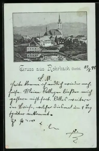 AK Rohrbach /Oberöst., Ortspartie aus der Vogelschau