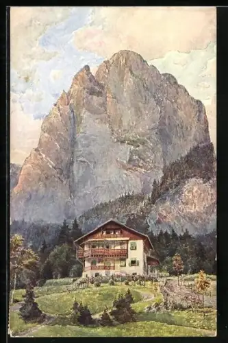 Künstler-AK Plomberg am Mondsee, Villa Klause
