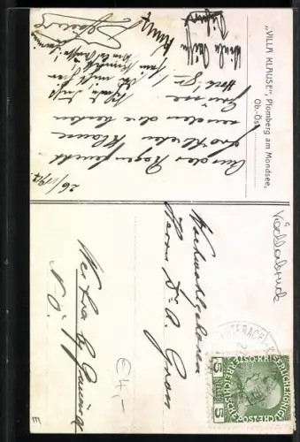 Künstler-AK Plomberg am Mondsee, Villa Klause